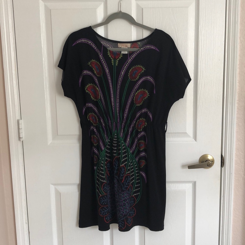 Black Flower Print Dress. Missing Belt